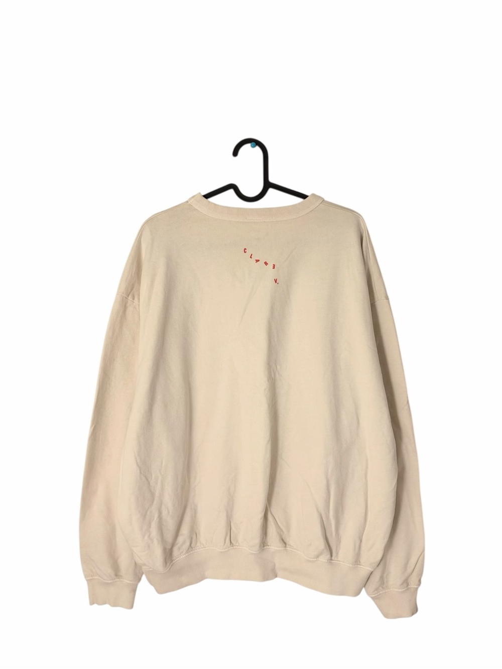 Clare V. Oui Graphic Sweatshirt Cream Ivory Oversized Pullover Large - Picture 3 of 9